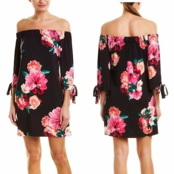 Eliza J Floral Print Off Shoulder Shift Dress Size 12 Spring Summer Nordstrom - Picture 1 of 5
